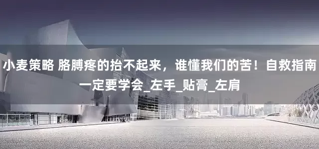 小麦策略 胳膊疼的抬不起来，谁懂我们的苦！自救指南一定要学会_左手_贴膏_左肩